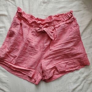 Joe Fresh High Waist Linen Cotton Blend Pink Shorts Size M